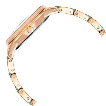 Anne Klein Quartz Analog Green Dial Rose Gold Ceramic Strap Watch For Women