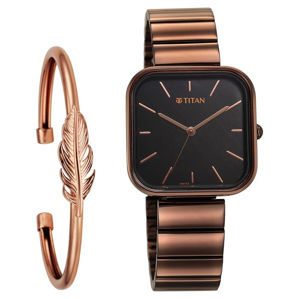 Titan Purple Stackables Quartz Analog Black Dial Stainless Steel Strap Watch for Women - image number 0