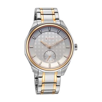 Titan Regalia Opulent Offset Second Hand White Dial Rose Gold Bimetal Strap Watch For Men