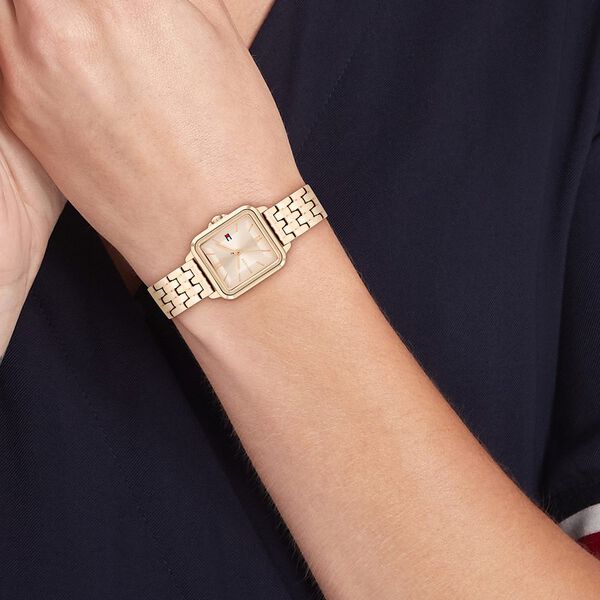 Tommy Hilfiger Quartz Analog Golden Dial Rose Gold Stainless Steel Strap Watch For Women - image number 3