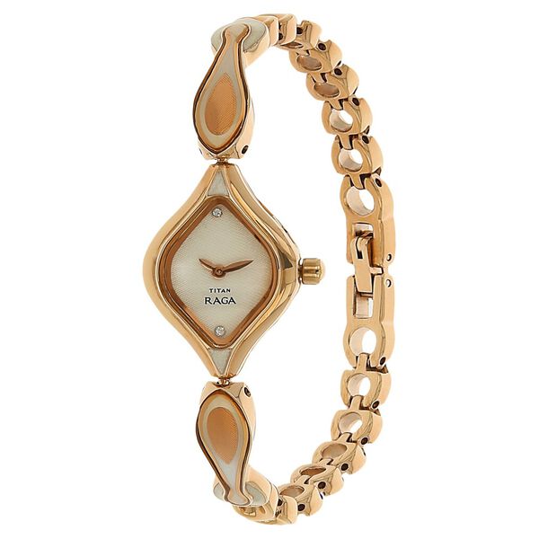 Titan Quartz Analog White Dial Stainless Steel Strap Watch for Women - image number 1
