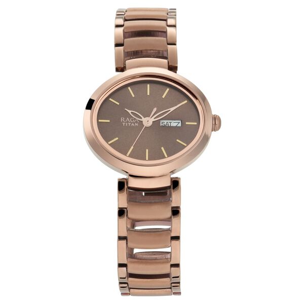 Titan Raga Viva Brown Dial Analog with Day and Date Metal Strap Watch for Women - image number 0