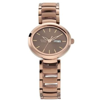Titan Raga Viva Brown Dial Analog with Day and Date Metal Strap Watch for Women