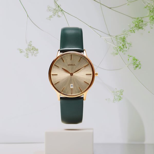 Titan Nebula Lustre 18k Gold Analog Leather Strap Watch for Men - image number 5