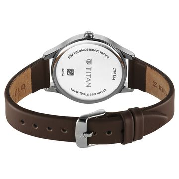 Titan Workwear Quartz Analog Rose Gold Dial Brown Colour Leather Strap Watch For Women