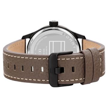 Tommy Hilfiger Quartz Analog with Date Black dial Leather Strap Watch for Men