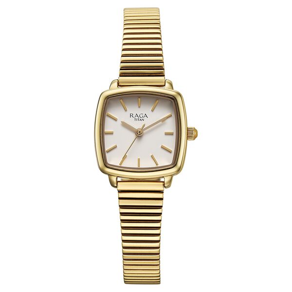Titan Raga Showstopper Quartz Analog Champagne Dial Metal Strap Watch For Women - image number 0