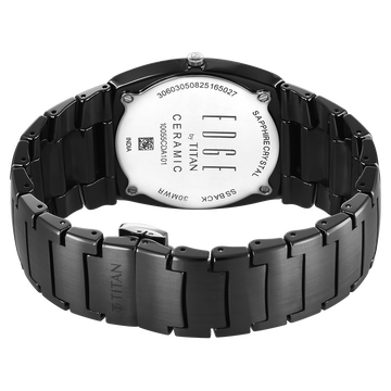 Titan Edge Fumage Quartz Analog Black Dial Black Ceramic Strap Watch For Men