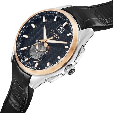 Xylys Swiss Chronograph Black Leather Strap and Dial Watch For Men