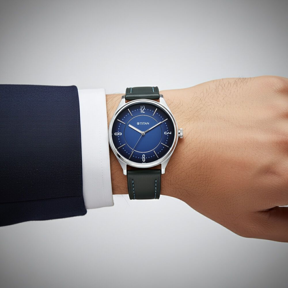 Buy Online Titan Neo Basics Analog with Blue Dial Blue Leather