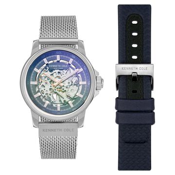 Kenneth Cole Automatic Grey Dial Leather Strap Watch for Men