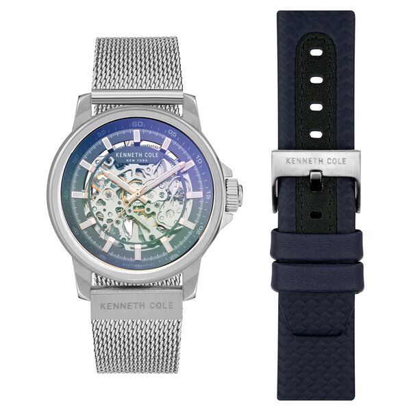 Kenneth Cole Automatic Grey Dial Leather Strap Watch for Men - image number 0