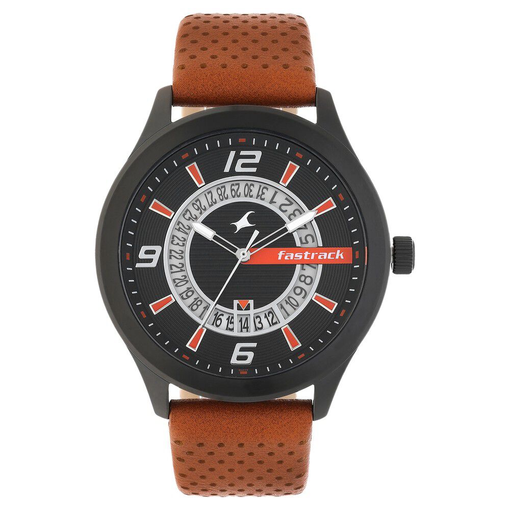Buy Online Fastrack Loopholes Quartz Analog with Date Black Dial