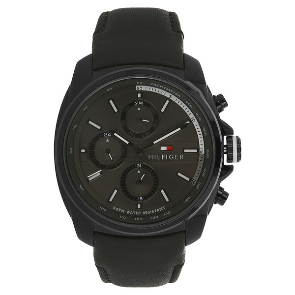 Tommy Hilfiger Quartz Multifunction Black Dial Leather Strap Watch for Men - image number 0