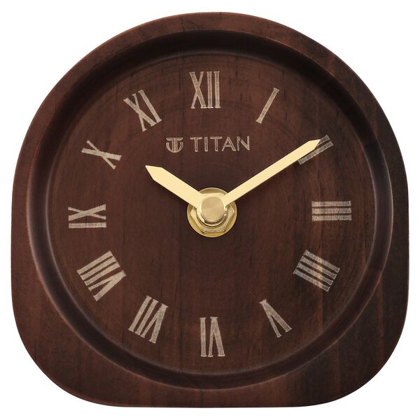 Titan Wooden Table Clock Dark Brown Dial with Silent Sweep Technology - image number 0
