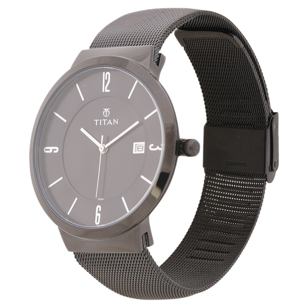Titan black hotsell slim watch