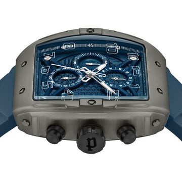Police Chronograph Blue Dial Blue Color Silicone Strap Watch For Men