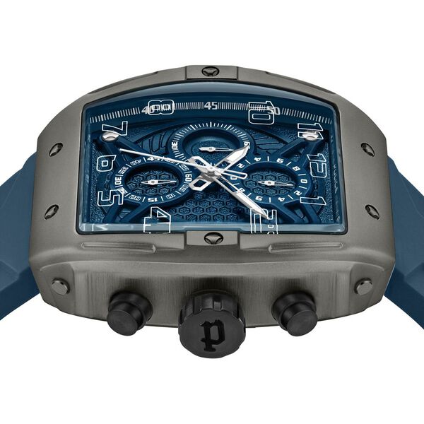 Police Chronograph Blue Dial Blue Color Silicone Strap Watch For Men - image number 4