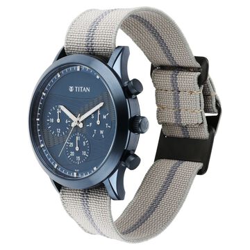 Titan Athleisure Blue Dial Quartz Multifunction Nylon Strap watch for Men