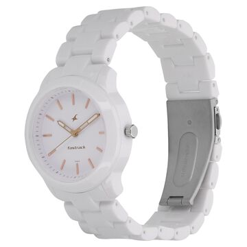 Fastrack Trendies Quartz Analog White Dial Plastic Strap Watch for Girls