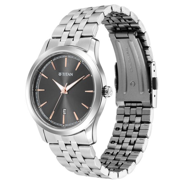 Titan Quartz Analog Anthracite Dial Stainless Steel Strap Watch for Men - image number 2