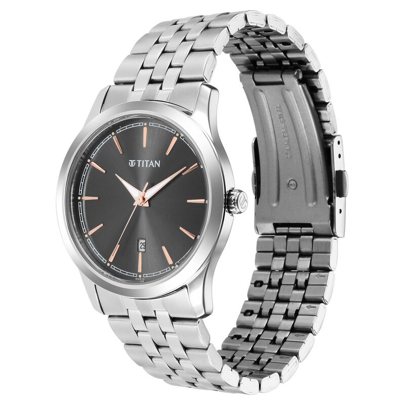 Titan Quartz Analog Anthracite Dial Stainless Steel Strap Watch for Men - image number 2