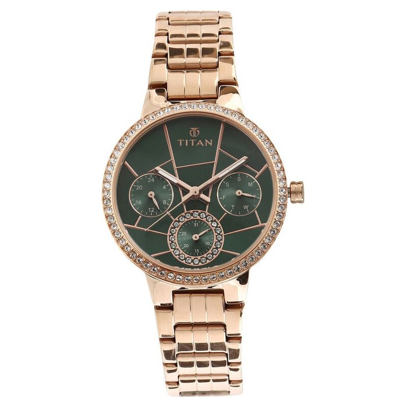 Titan Whimsy Green Dial Quartz Multifunction Metal Strap watch for Women - image number 0
