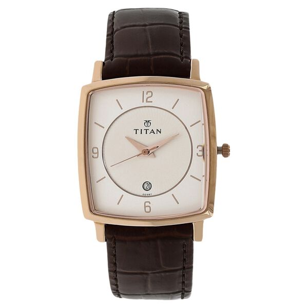 Titan Analog White Dial with Date Leather Strap watch for Men - image number 0