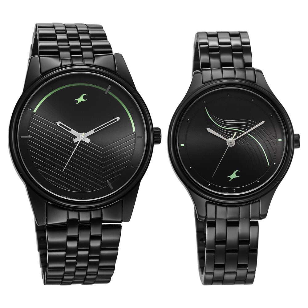 Buy Online Fastrack Mixmatched Quartz Analog Black Dial Black