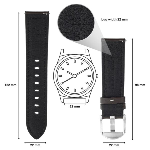 22 mm Brown Genuine Leather Straps for Men - image number 1