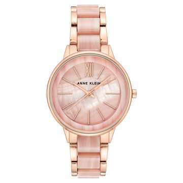 Anne Klein Quartz Analog Pink Dial Plastic Strap Watch For Women