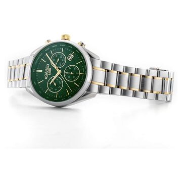 Roamer Pro Chrono Quartz Chronograph With Date Green Dial Two Toned Stainless Steel Strap Watch For Men
