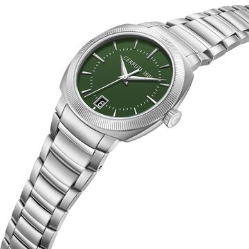 Cerruti 1881 Quartz Analog Green Dial Silver Colour Stainless Steel Strap Watch For Men