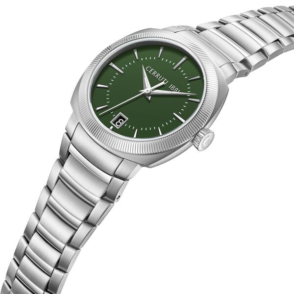 Cerruti 1881 Quartz Analog Green Dial Silver Colour Stainless Steel Strap Watch For Men - image number 1