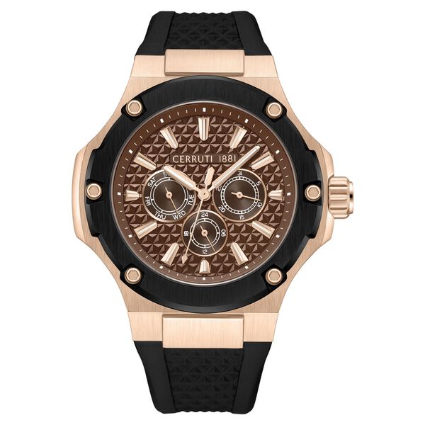 Cerruti 1881 Quartz Multifunction Brown Dial Stainless Steel Strap Watch for Men - image number 0