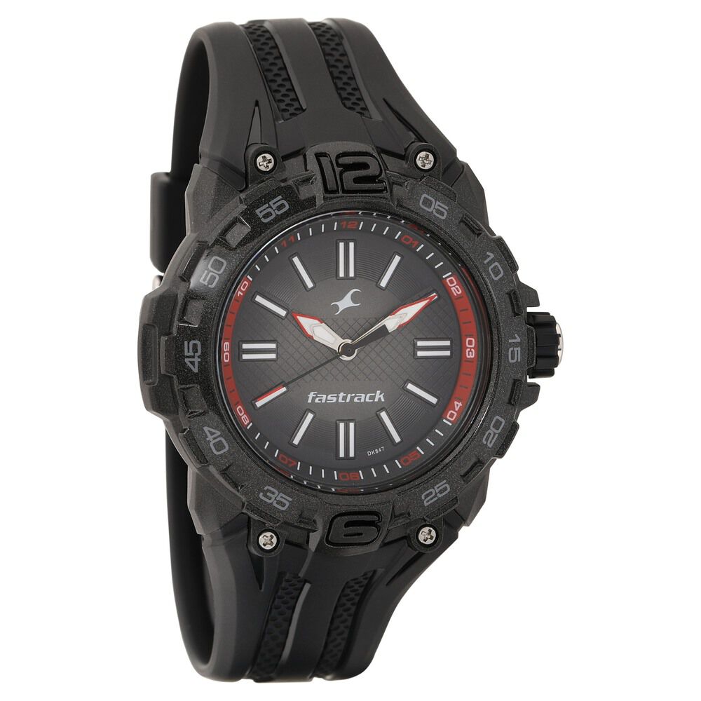 Buy Online Fastrack Quartz Analog Black Dial Plastic Strap Watch