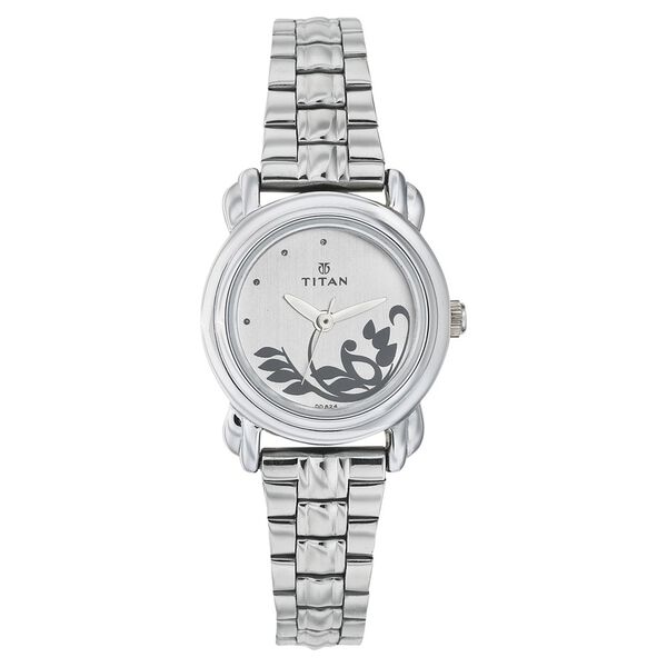 Titan Quartz Analog Silver Dial Stainless Steel Strap Watch for Women - image number 0