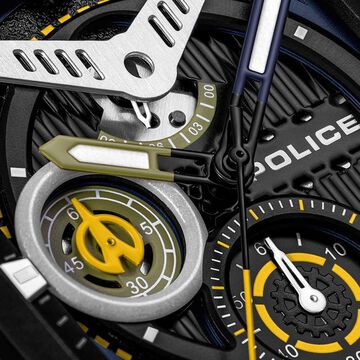 Police Quartz Chronograph Black Dial Multicoloured Silicone Strap Watch For Men