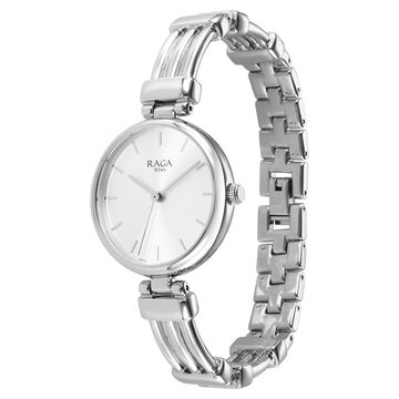 Titan Raga Showstopper Quartz Analog Silver Dial Metal Strap Watch for Women