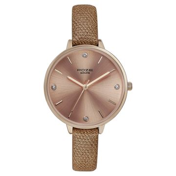 Sonata Poze Quartz Analog Rose Gold Dial Leather Strap Watch for Women