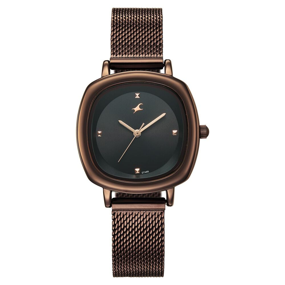Fastrack Stunners Quartz Analog Black Dial Brown Stainless Steel Strap Watch For Girls-image-42