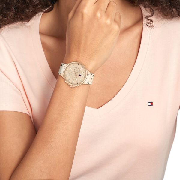 Tommy Hilfiger Gold Dial Golden Stainless Steel Strap Watch for Women - image number 3