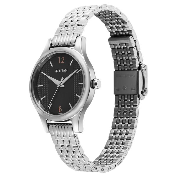 Titan Karishma Quartz Analog Black Dial Silver Stainless Steel Strap Watch For Women - image number 2