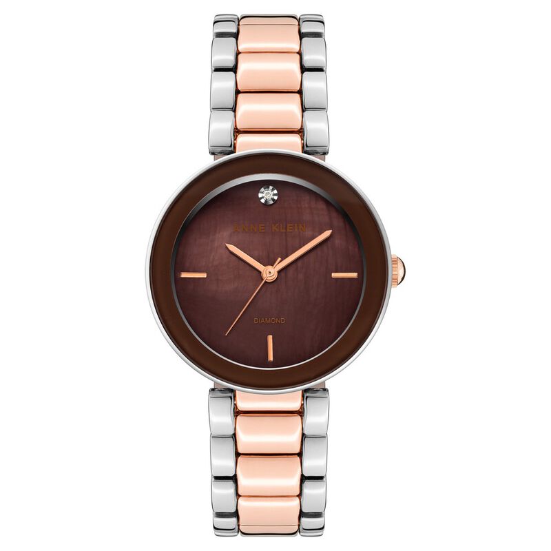 Anne Klein Quartz Analog Brown Dial Metal Strap Watch for Women