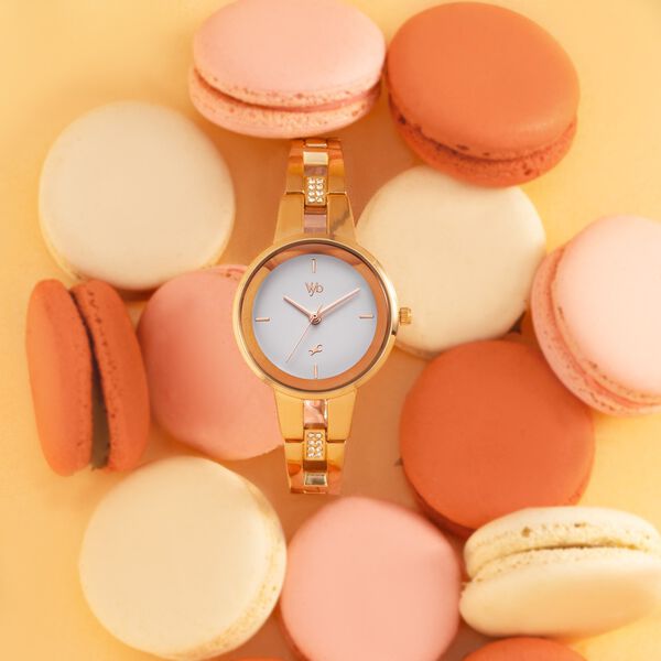 Vyb Halo By Fastrack Quartz Analog White Dial Metal Strap Watch For Girls - image number 0