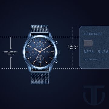 Titan Men's Sartorial Neo Splash: Blue Dial Multifunction Watch with Mesh Strap