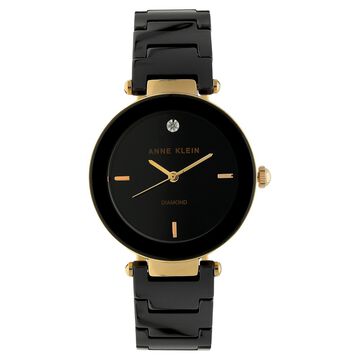 Anne Klein Quartz Analog Black Dial Black Ceramic Strap Watch For Women