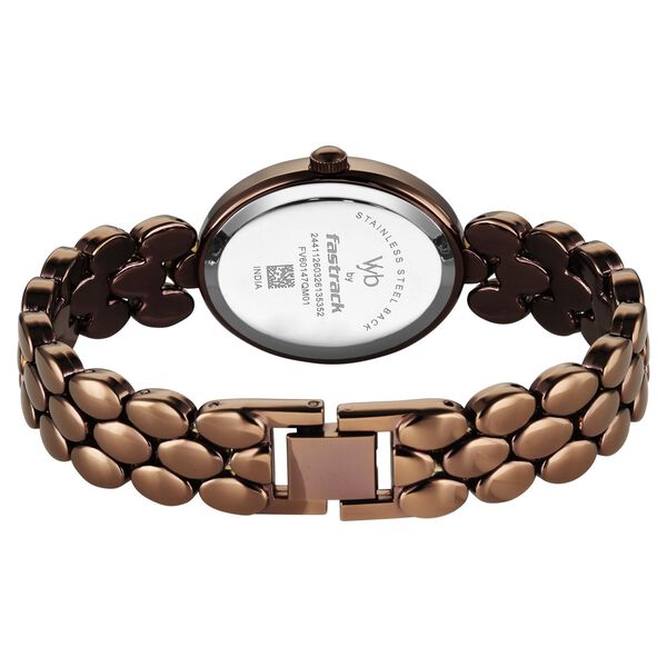 Vyb Enigma By Fastrack Quartz Analog Brown Dial Brown Metal Strap Watch For Girls - image number 5