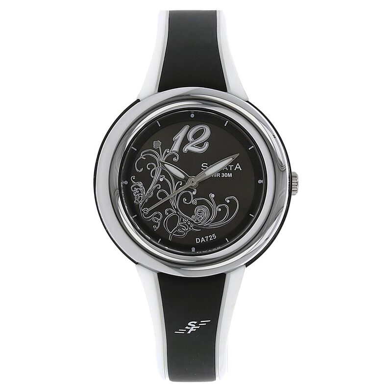 Sonata Quartz Analog Black Dial Plastic Strap Watch for Women