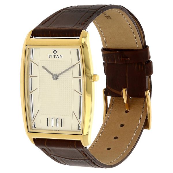 Titan Quartz Analog Champagne Dial Leather Strap Watch for Men - image number 1